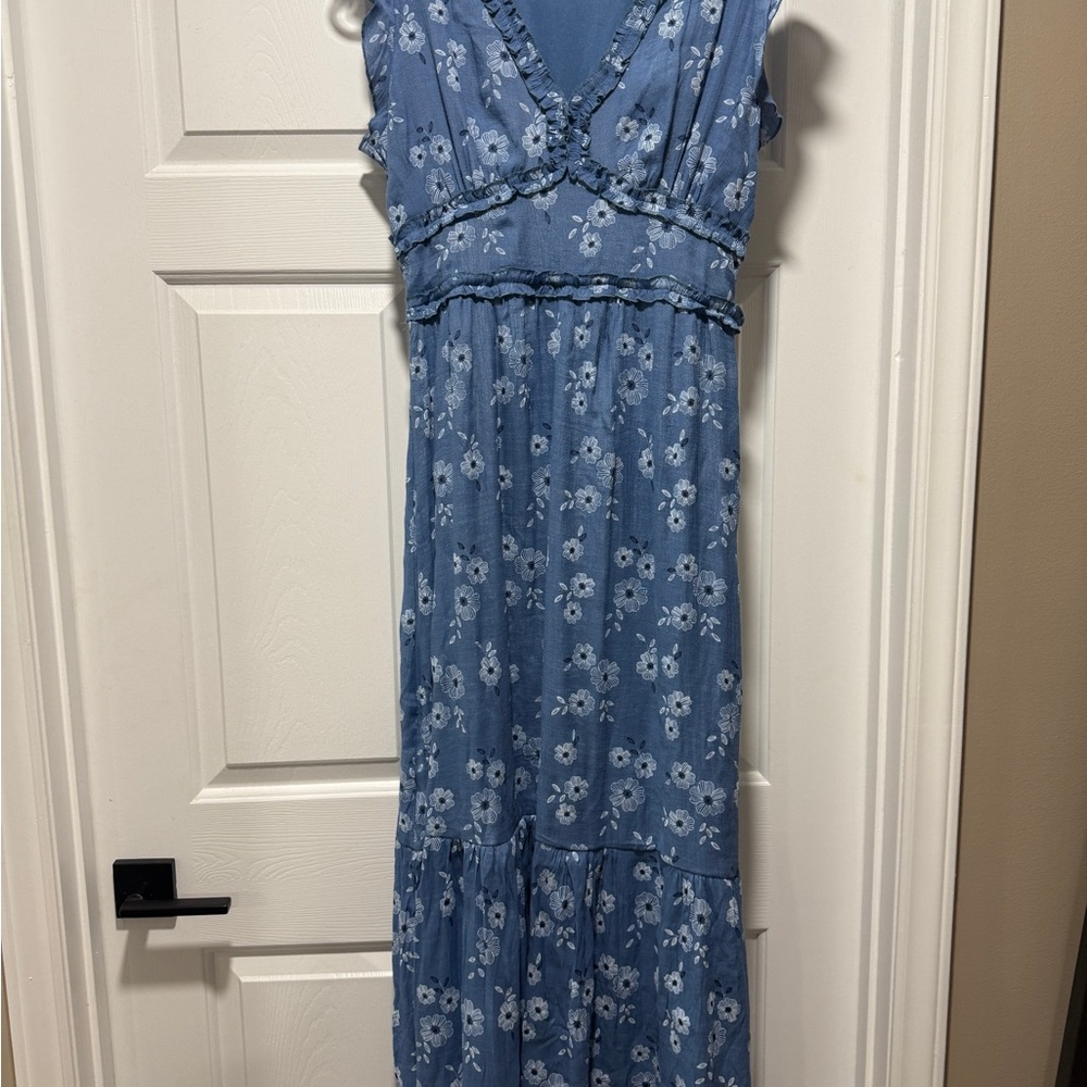 Siren Lily Floral Blue Maxi Dress